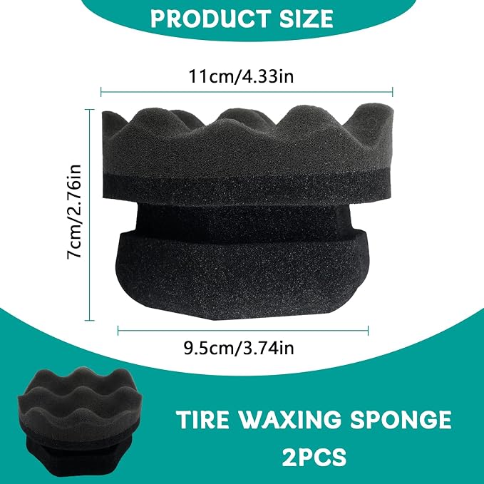 2 PCS Tire Shine Applicator Pad,Hex Grip Tire Dressing Applicator Polishing Sponges Pads,Reusable Tire Shine Sponge Wave,Tire Shine Brush,Car Detailing Sponge for Auto Polishing Cleaning Waxing