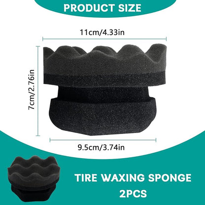 2 PCS Tire Shine Applicator Pad,Hex Grip Tire Dressing Applicator Polishing Sponges Pads,Reusable Tire Shine Sponge Wave,Tire Shine Brush,Car Detailing Sponge for Auto Polishing Cleaning Waxing