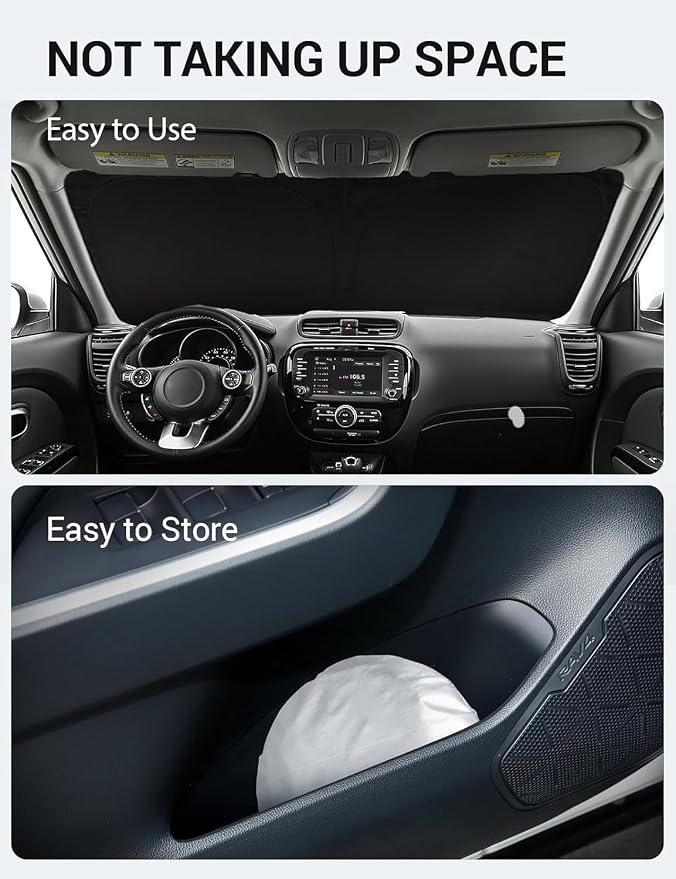 Proadsy 2026 Upgrade Windshield Sun Shade Custom Fit 2014-2019 Kia Soul Foldable Front Sunshade Protector Sun Visor Blocks UV Rays Keep Car Cooler