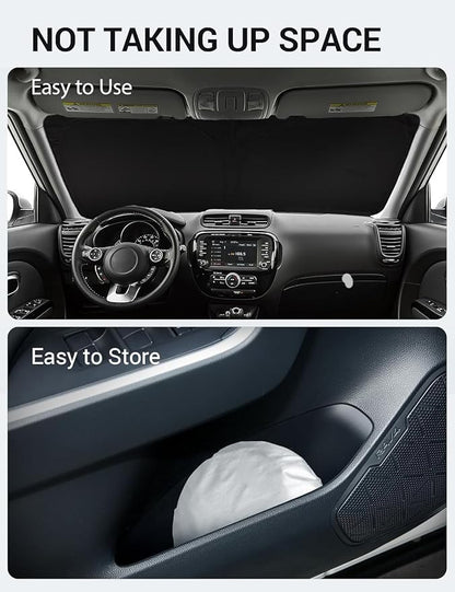 Proadsy 2026 Upgrade Windshield Sun Shade Custom Fit 2014-2019 Kia Soul Foldable Front Sunshade Protector Sun Visor Blocks UV Rays Keep Car Cooler
