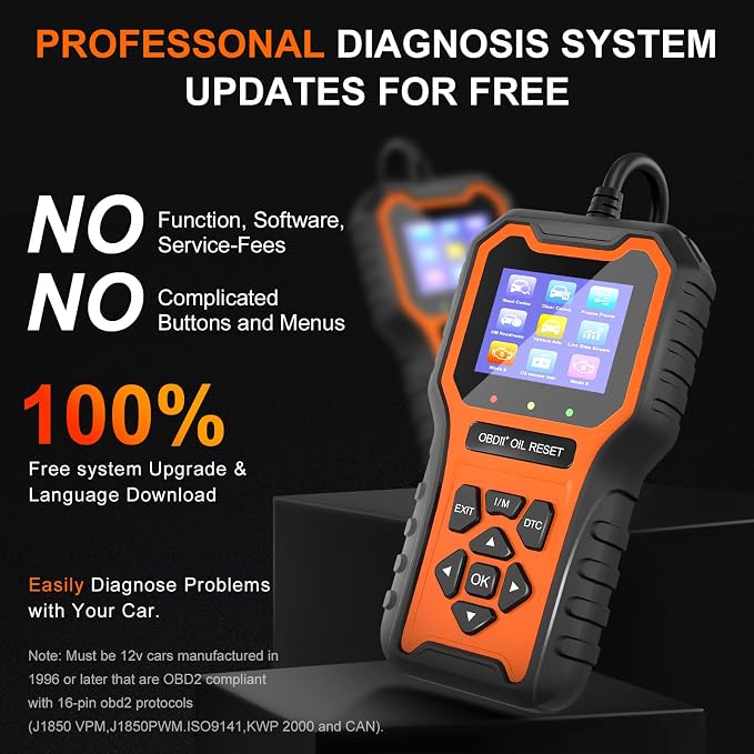 OBD2 Scanner, Code Reader OBDII Scan Tool for Check Engine Light/Oil Light Reset, Fast and Accurate Fault Diagnostic Scan Tool for Car 1996+, 2.8'' Color Screen
