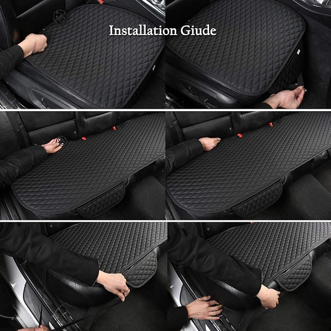 West Llama Pu Leather Car Seat Bottom Covers Protectors Include 1 Pair Front Driver Seat Pad Mat and 1 Rear Bench Cover Universal Fit 90% Vehicles,Pink