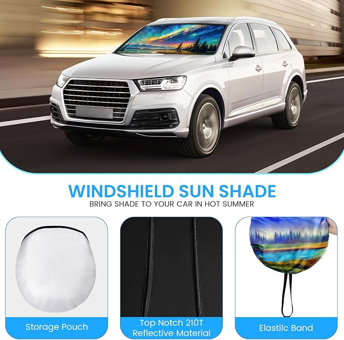 Car Windshield Sunshade | Innovative No-Light-Pass Technology for Maximum Protection | Foldable Sun Shade