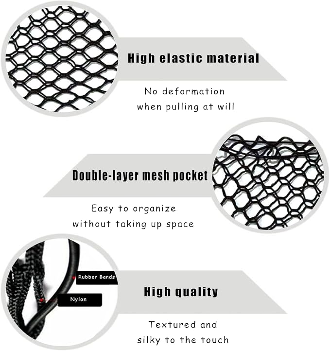 UlifebetterTruck Bed Cargo Net, Cargo Storage Elastic Mesh Net Organizer Net Bag Automotive Cargo Nets with 4 Buckles Screws Hooks Clips Trunk Storage Net for Pickup Truck Bed（51 * 18In）