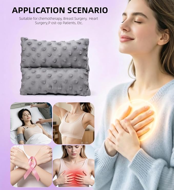 KANICER Chemo Port Pillows for Mastectomy, Pacemaker Pillow Heart Surgery Recovery Gifts，Heart Surgery Pads Bypass Breast Cancer Protectors (Gray)