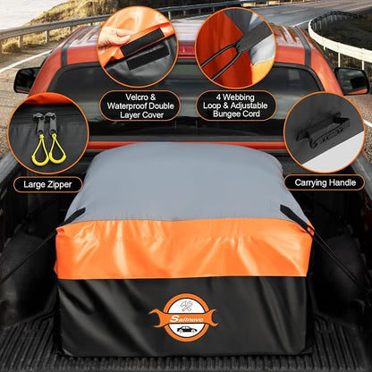 Sailnovo Truck Bed Cargo Bag, 26 Cubic ft Waterproof Cargo Bag for Truck Bed, Heavy Duty PVC Truck Cargo Bag Fits Any Truck Size with 6 Stretch Cord, Packing Bag (50''x40''x22'')