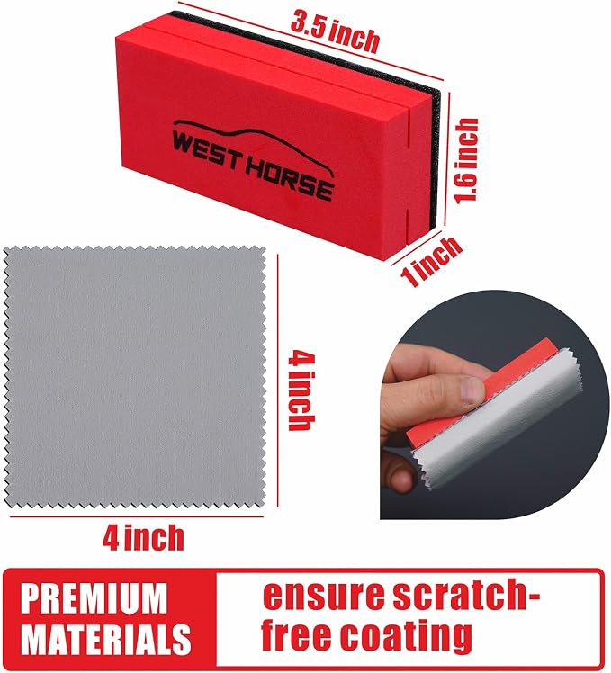 18PC Ceramic Coating Applicator Kit | 6 Foam Sponge Blocks, 12 Suede Cloths, For Paint, Glass, Wheels, Wax & Sealant Application