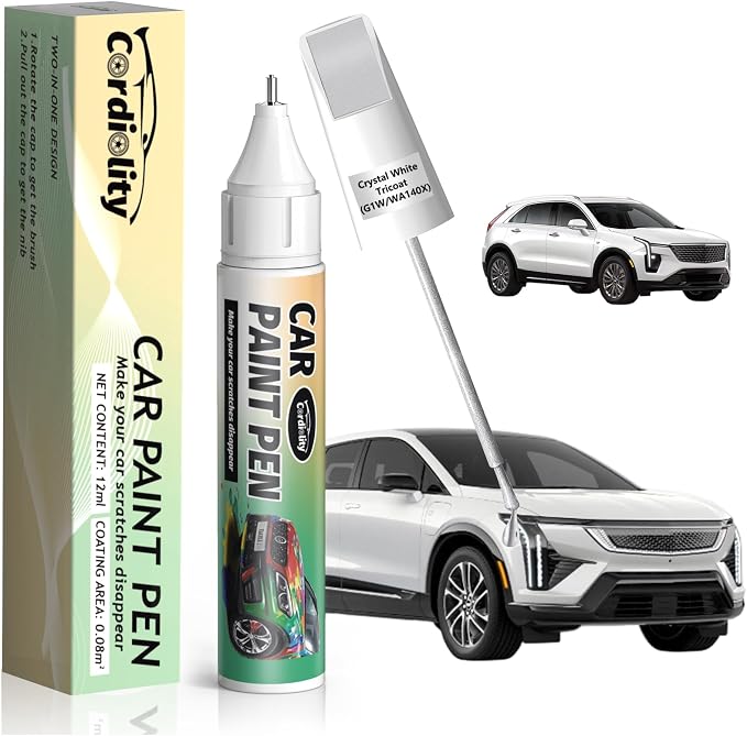 Crystal White Tricoat(G1W/WA140X) Touch Up Paint Pen for Cadillac,Car Paint Scratch Repair Pen Quick and Easy Fix Auto Paint Scratch