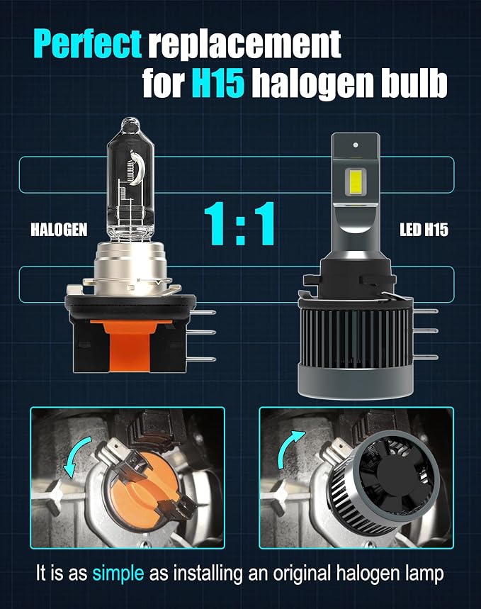 H15 for Halogen Bulbs Daytime Running Light 70W For Sprinter Golf 6 Golf 7 Golf VI Golf VII MK6 MK7 Audi Mercedes Benz BMW 6500K Cold White 2pcs 64176 12580 PGJ23T1