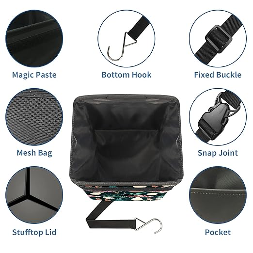 Car Trash Can – Multi-Purpose, Lightweight and Portable with Durable Water-Resistant Coating, No Installation Required, Practical and Ample Capacity, Variety of Colors.Mushroom