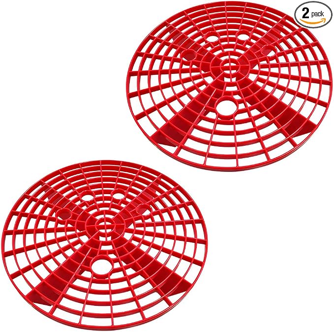 2 PCS Car Wash Bucket Insert, Car Wash Grit Filter Trap Dirt Fits 12 Inches Diameter Bucket, Insert for Automotive Detailing and Cleaning, Car Accessories (Red)