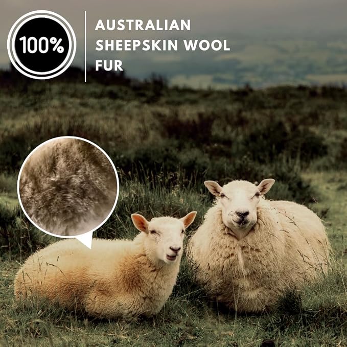 Andalus Brands Luxury Fluffy Car Steering Wheel Covers – Genuine Merino Sheepskin, Soft Fuzzy Car Steering Wheel Cover for Women, Universal 14.5-15" Size, Plush Fur Cute Auto Accessories, Tan