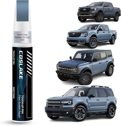Car Touch Up Paint(Azure Gray Metallic Tri-Coat(G4)) for Ford, Car Paint Scratch Repair Kit, Quick & Easy Solution to Repair, Scratch Remover Pen with 2PCS Disposable Micro Applicators