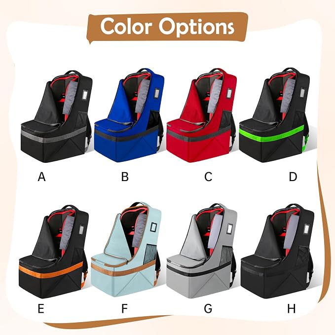 YOREPEK Padded Car Seat Travel Bag for Airplane, Gate Check Carseat Backpack for Air Travel, Baby Travel Essentials for Flying, Car Seat Stroage Cover Bag (All Black)
