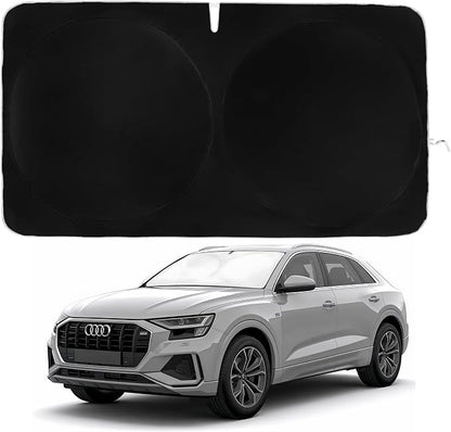 Windshield Sun Shade | Compatible for Audi Q8 E-Tron 2019-2025 | Certified 99.87% UVB & 99.02% UVA Car Sun Shade. Award Winning Sunshade - Patented Technology | Car Shades by Kinder Fluff