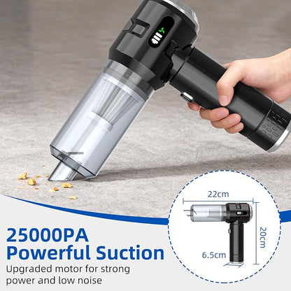 Sycoodeal Handheld Car Vacuum Cleaner, 25000PA Strong Cyclonic Suction Portable Mini Vacuum Cordless with Digital Display Lightweight Handheld for Pet Hair, Car, Home, Office, Kitchen(Silver)