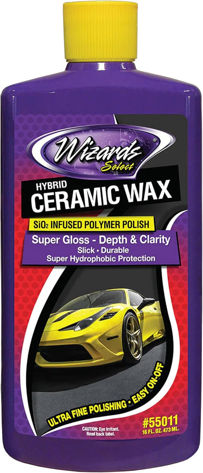 Wizards Hybrid Ceramic Wax – Ceramic Wax Coating for Cars – High Gloss Shine and Paint Sealant – Quick Detailing Hybrid Formula for Ultimate Protection and Renewed Polish – 16 fl oz (473 ml)