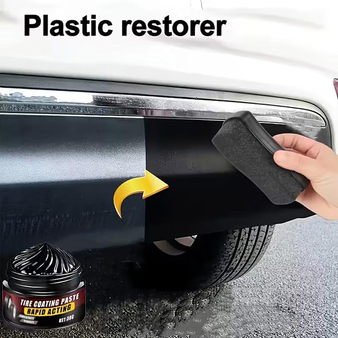 Tire Coating Paste,50g Quick Coating Paste Wax with Sponge,Wheel Trim Restorer Wax | for Indoor Outdoor Garage Cars Wheel Automotive Polishing Women Men