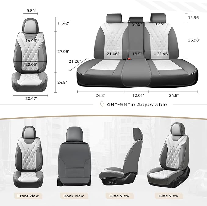 Coverado Car Seat Covers, Front Covers for Cars, Car Seat Cover Front Seats, Automotive Seat Cover, Waterproof, Leather Car Seat Cushion, Universal Interior Seat Protectors for Most Cars Light_Gray