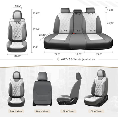 Coverado Car Seat Covers, Front Covers for Cars, Car Seat Cover Front Seats, Automotive Seat Cover, Waterproof, Leather Car Seat Cushion, Universal Interior Seat Protectors for Most Cars Light_Gray