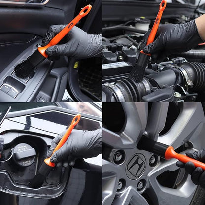 SPTA Car Detailing Brush Kit - 6 Pack, Auto Boar Hair Detail Brush Set Automotive Interior Exterior No Scratch Microfiber Detailing Brushes for Cleaning Air Vents, Engine Bays, Dashboard and Wheels