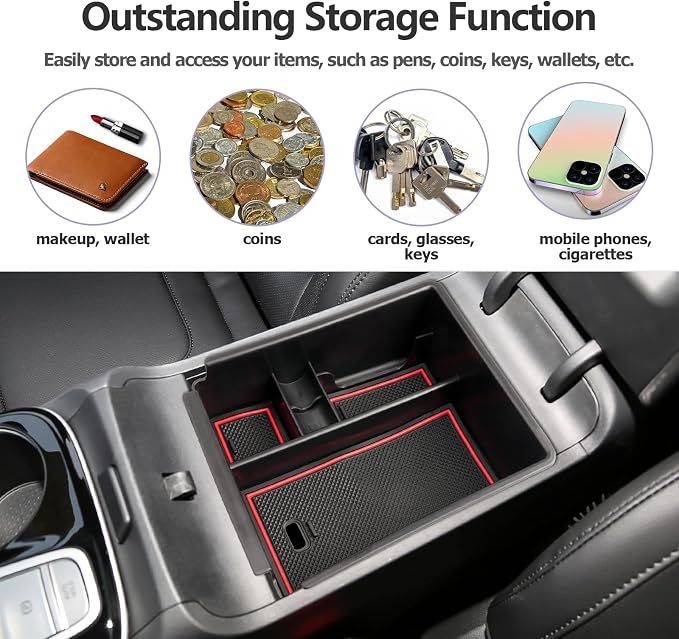 Center Console Organizer Compatible with 2025 2026 Hyundai Tucson SEL/SE Armrest Storage Box Armrest Console Organizer 2025 Tucson Accessories (ONLY FOR TUCSON SEL/SE/XRT,NOT FOR PHEV&Limited&N-Line)