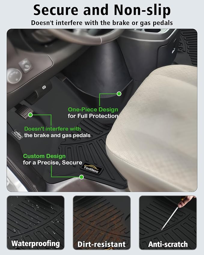 Floor Mats Custom for Chevy Express & GMC Savana 2015-2023 All Weather TPE Rubber Protection 1st Row Anti-Slip Automotive Floor Liners for Chevrolet Express 1500/2500/3500 Van Accessories- 1 PCS