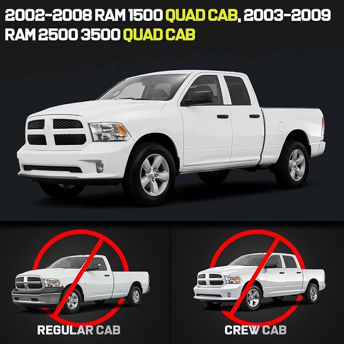 BINARY STAR 6 Inch Running Boards Compatible with 2002-2008 Dodge Ram 1500 Quad Cab,2003-2009 Ram 2500 3500 Quad Cab, Black Step Bars Truck Nerf Bars Steps Made with Heavy Duty Carbon Steel.