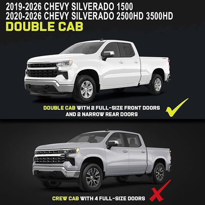 BINARY STAR 6 Inch Running Boards Compatible with 2019-2026 Chevy Silverado/GMC Sierra 1500 Double Cab, 20-26 Silverado/Sierra 2500HD 3500HD. Stainless Steel Nerf Bars Step Bars Non-Slip Plastic Pads.