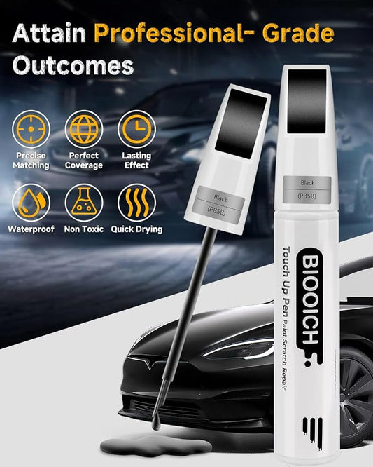 Touch Up Paint Pen Exact Color Match Car Chip and Scratch Repair (for Tesla, Solid Black(PBSB))