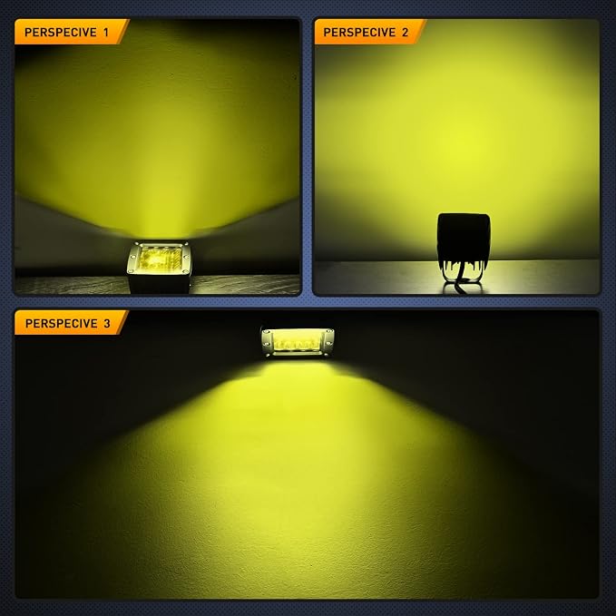 Nilight 2Pcs 3Inch Amber LED Pods 42W LED Cubes Upgraded Spot Flood Combo Driving Backup Light Reverse Light with Off Road Wiring Harness Kit -2 Leads for Trucks ATV UTV SUV