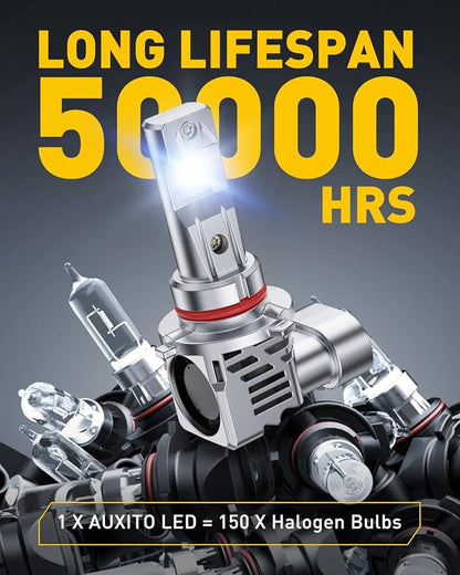 AUXITO 9005 9006 LED HeadIight Bulbs HB3 HB4 Light 1500% Ultra-Bright, 6500K Cool White, Plug N Play, 50000Hrs Long Lifespan, No Flicker, 99% Compatibility, Pack of 2