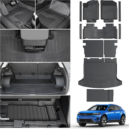 Floor Mats for Honda Prologue/Chevy Blazer EV 2024-2026, TPE All Weather Protection Cargo Mat with Backrest Mat Lower Trunk Liner for Honda Prologue Accessories (Inclued Door Sill Guards)