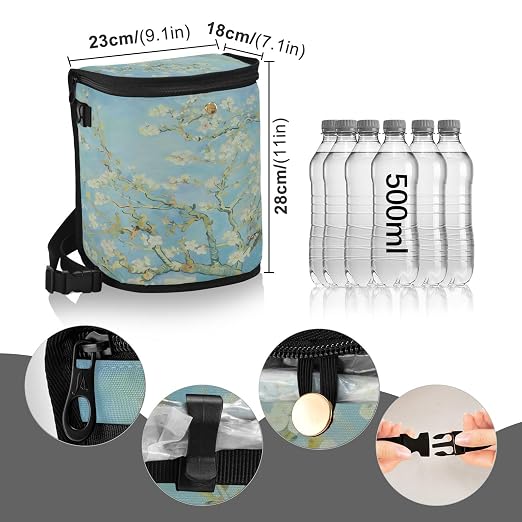 senya Car Trash Can Car Garbage Can Car Waste Basket,Almond Blossom Leak-Proof Car Trash Bin, Car Trash Hanging Car Accessories Interior Car Organizer Bag