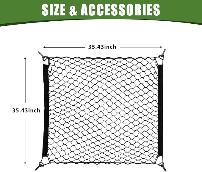 Trunk Cargo Net for 2010-2024 Toyota 4Runner 2 Row Model Only, Trunk Organizer Luggage Net Anti-Slip Rear Mesh Cargo Netting for 4 Runner SUV Accessories(Floor Style)