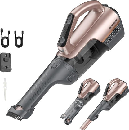 Shop-Vac S4 20V Handheld Vacuum Cordless with Brushless Motor, Rotatable Nozzle, Dual-Speed Powerful 16000 Pa Suction Portable Vacuum for Home & Pet Hair, Wall-Mounted, LED Light, Champagne Gold