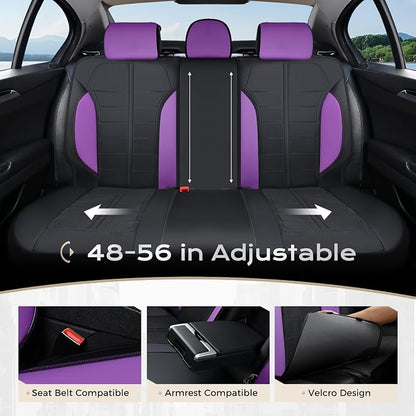 Coverado Air Mesh Seat Cover, Car Seat Cover Rear Seats, 3D Breathable Seat Protectors Sports Carbon Fiber Design Airbag Compatible Comfort Universal for Most Cars, Van,Trucks, SUV, Black&Purple