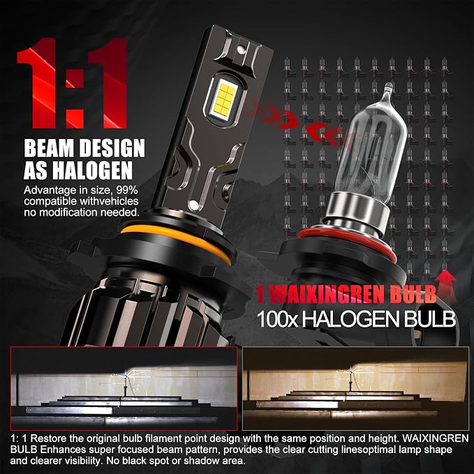 Bulb, 26000LM Super Bright 6500K 800% Brighter Bulbs with Turbo Fan, IP68 Waterproof, Plug-N-Play (9006+9005)