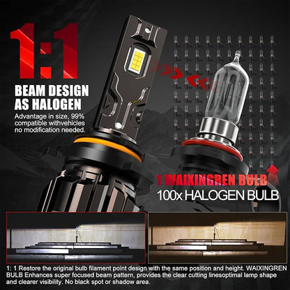 Bulb, 26000LM Super Bright 6500K 800% Brighter Bulbs with Turbo Fan, IP68 Waterproof, Plug-N-Play (9006+9005)