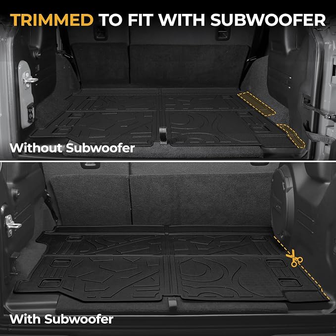 Floor Mats for Jeep Wrangler JL Gas 2018-2025 2026, All Weather Floor Mats Trunk Cargo Liner and Door Sill Guards Accessories (Fit 4-Door Unlimitied)