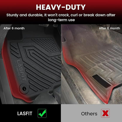 LASFIT Floor Mats for Honda Ridgeline 2026 2025 2024 2023-2017 Crew Cab, All Weather Protection TPE Non-Slip Custom Fit Automotive Accessories Floor Liners 1st & 2nd Row, Black