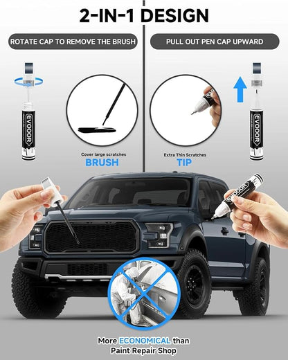 Touch Up Paint for Ford – Exact Match 2 in 1 Paint Pen for Chips and Nicks Repair (Vapor Blue Metallic(K1/M7490A))