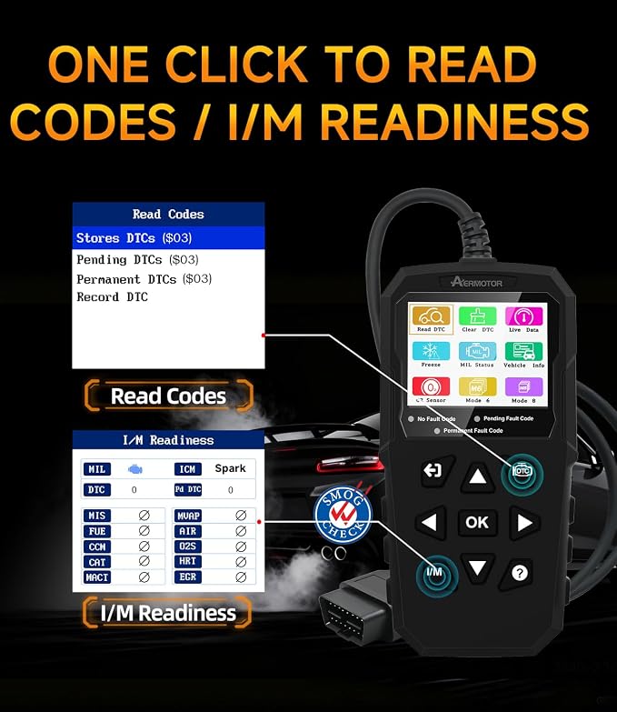 OBD2 Scanner,V880 Check Engine Light Car Code Reader with Reset,4-in-1 Graphic Live Data,I/M Smog Test, Scan Tool Diagnostic Scanner for All OBDII Vehicles After 1996,Work for DIY,Home Use,Mechanic