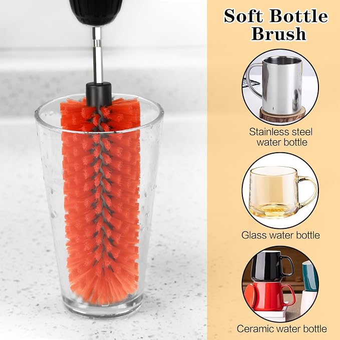 Drill Brush for Car Wheel and Bottle, Highly Dense and Durable Car Cleaning Brush for Wheels, Rims, Engines, Exhaust, Bottle
