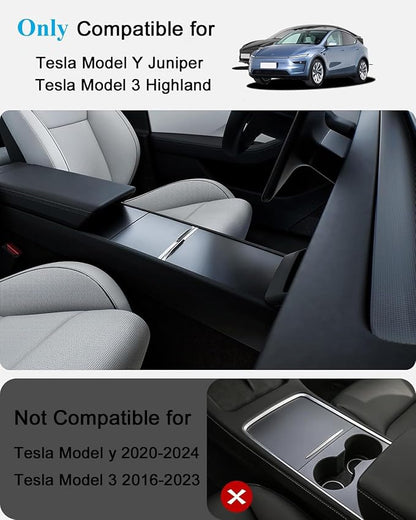 Farmogo Center Console Carbon Kit for Tesla Model Y Juniper 2025-2026 & Model 3 Highland 2024-2026 Accessories 3PCS Center Console Cover Interior Decoration Wrap Kit (Black)