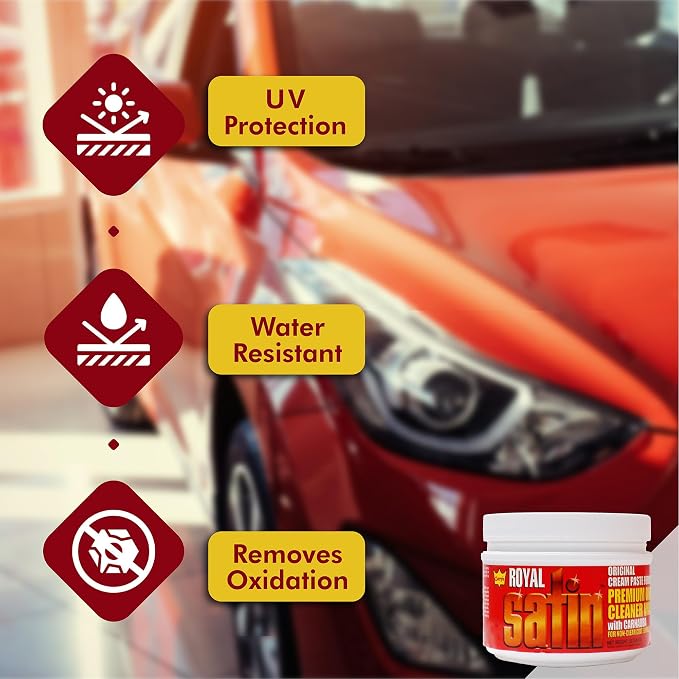 Garry's Royal Satin - One Step Automotive Cleaner Wax - Oxidation Remover and Restoration Wax For Cars, Trucks, & Busses - Carnauba/Hydro-Polymers - Shine Restorer - Original Cream Paste, 32 Oz