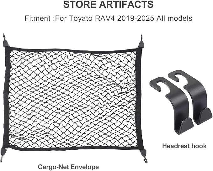 Fit for 2019-2025 Toyota RAV4 RAV 4 Hybrid Floor Style Trunk Cargo Net, Trunk Organizers and Storage Luggage Nets for Crossover for RAV-4 2020 2021 2022 2023 2024 Accessories