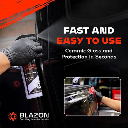 BLAZON Ceramic Detailer Spray Coating- Hydrophobic Shine & Surface Protection- Glossy Ceramic Clear Coat Paint Sealant- Cars, Trucks, Motorcycles, RVs, Boats & More- 16 fl oz