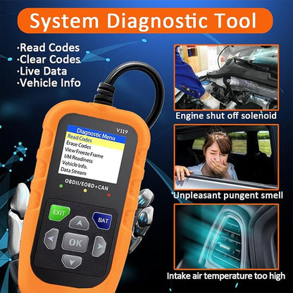 V119 OBD2 Scanner Code Reader, Check Engine Light Diagnostic Tool, Car Voltage Tester for Vehicles Since 1996