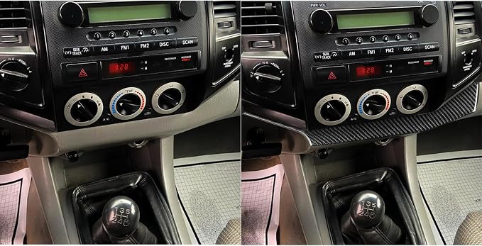 NVCNX Real Premium Carbon Fiber for Toyota 2nd Gen Tacoma Accessories 2005-2011 2006 2007 2008 2009 2010 Car Dash Central Strip Cover Interior Trim Thick Overlay Sticker Decal 1PC